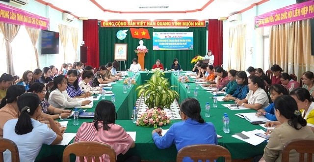 Hội thảo chia sẻ kinh nghiệm về công tác nắm bắt tình hình tư tưởng, dư luận xã hội trong cán bộ, hội viên, phụ nữ ở tỉnh Đồng Tháp, ngày 3-7-2024.