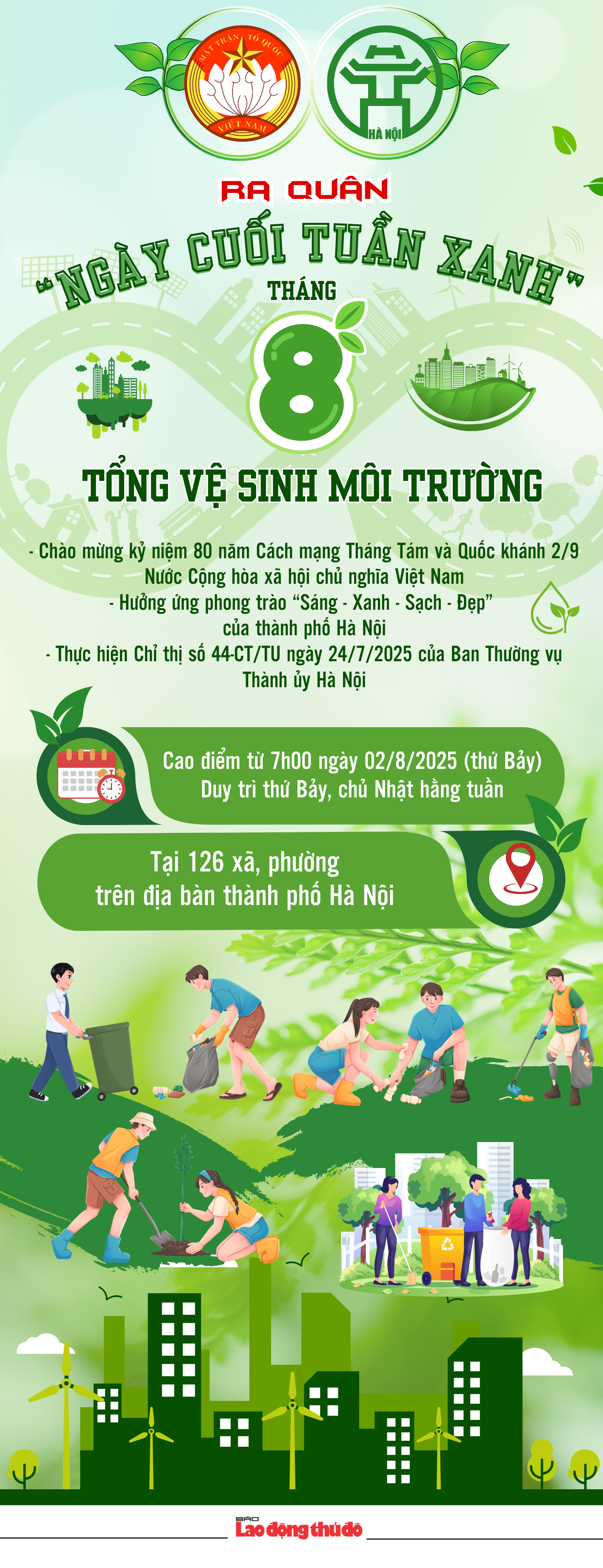 Hà Nội đồng loạt ra quân “Ngày cuối tuần xanh” tháng 8: Hoạt động ý chào mừng Quốc khánh 2/9 Hà Nội đồng loạt ra quân “Ngày cuối tuần xanh” tháng 8: Hoạt động ý chào mừng Quốc khánh 2/9