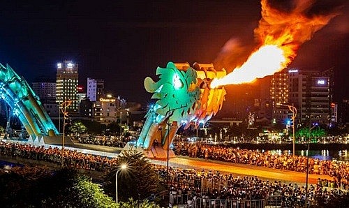 Cầu Rồng ở Đà Nẵng sẽ phun nước, phun lửa phục vụ người dân và du khách dịp Tết Nguyên đán
