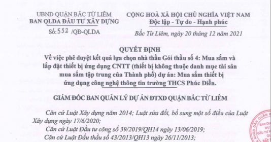 Công ty Tràng An liên tiếp trúng thầu mua sắm thiết bị tại quận Bắc Từ Liêm Công ty Tràng An liên tiếp trúng thầu mua sắm thiết bị tại quận Bắc Từ Liêm