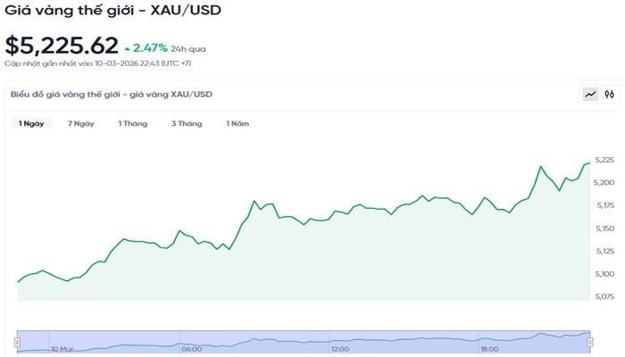 Giá vàng hôm nay 11/3: Quay đầu tăng 2 triệu đồng/lượng, thế giới tăng mạnh