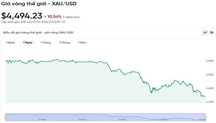 Giá vàng ngày đầu tuần 23/3: Trong nước ổn định, thế giới đi ngang