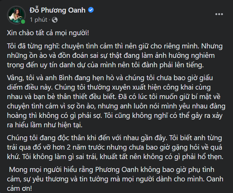 Phương Oanh khẳng định “không sai” trong "mối quan hệ tình cảm" với Shark Bình