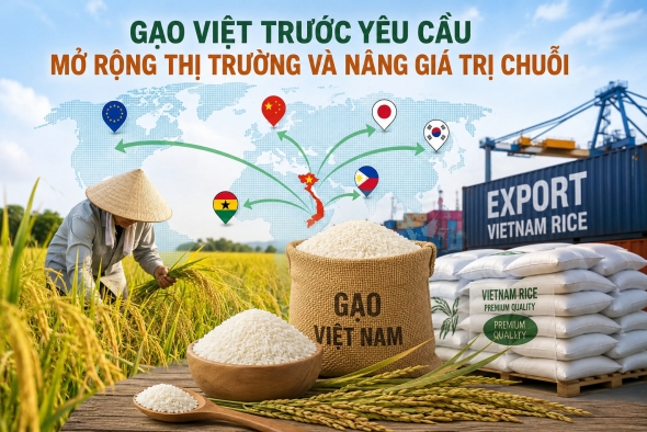 Gạo Việt trước yêu cầu mở rộng thị trường và nâng giá trị chuỗi
