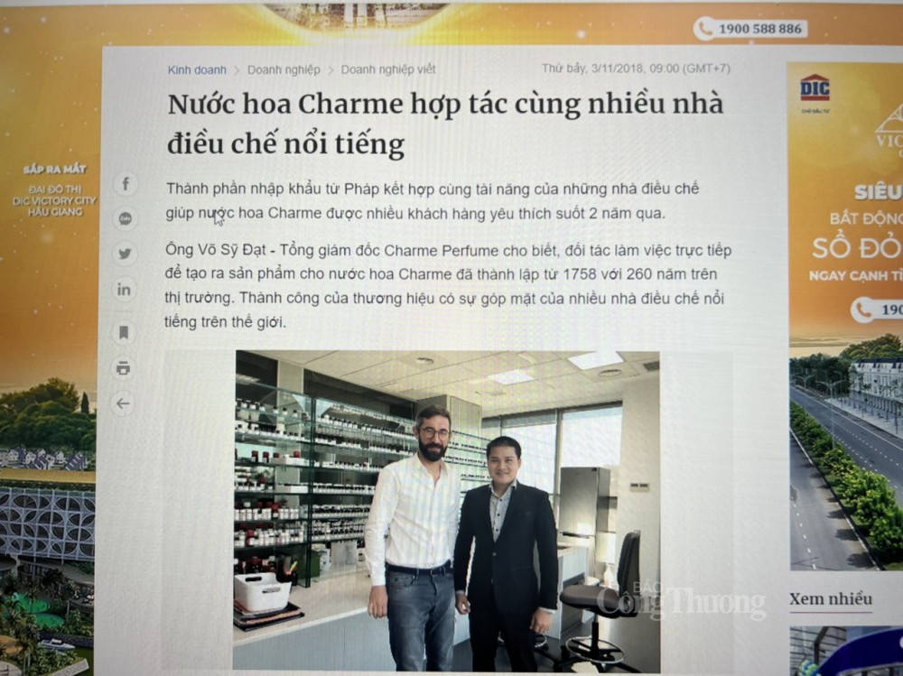 Chủ tịch nước hoa Charme Perfume nói gì về công ty tại Pháp? Chủ tịch nước hoa Charme Perfume nói gì về công ty tại Pháp?
