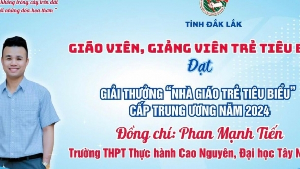 Đắk Lắk có 2 giáo viên nhận Giải thưởng “Nhà giáo trẻ tiêu biểu” năm 2024