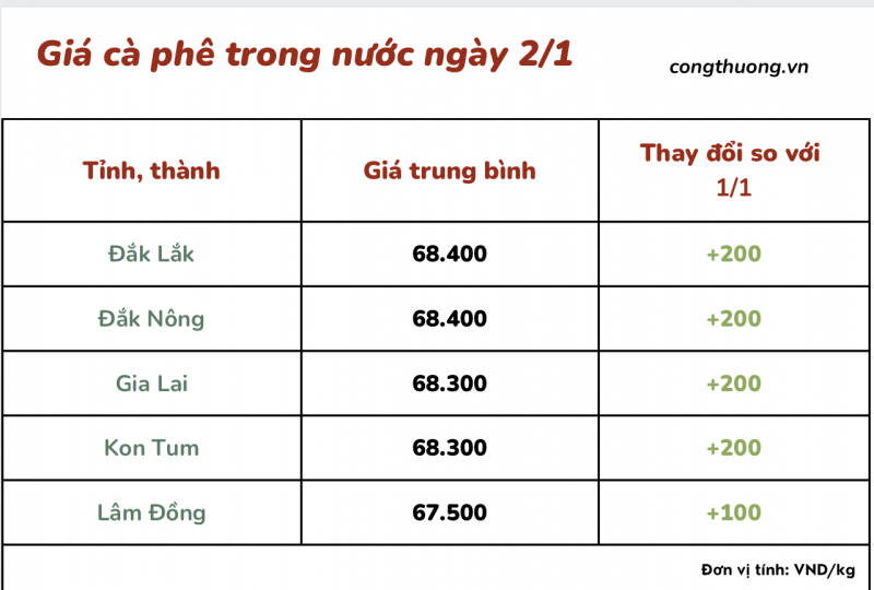 Giá cà phê 2/1, giá cà phê trong nước ngày 2/1/2024 Giá cà phê 2/1, giá cà phê trong nước ngày 2/1/2024
