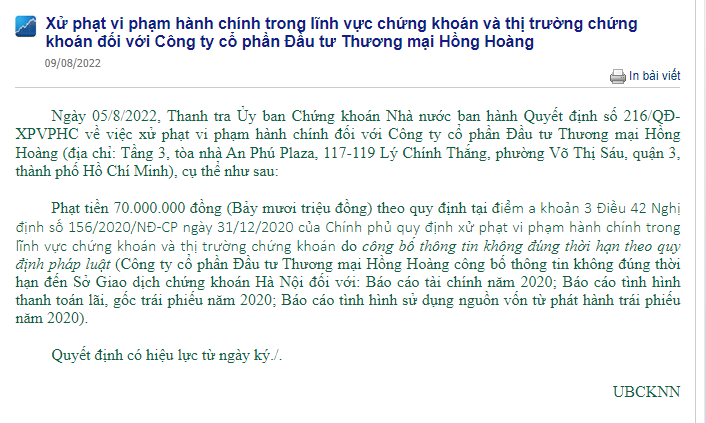 Ủy ban Chứng khoán Nhà nước xử phạt loạt doanh nghiệp vi phạm về phát hành trái phiếu Ủy ban Chứng khoán Nhà nước xử phạt loạt doanh nghiệp vi phạm về phát hành trái phiếu