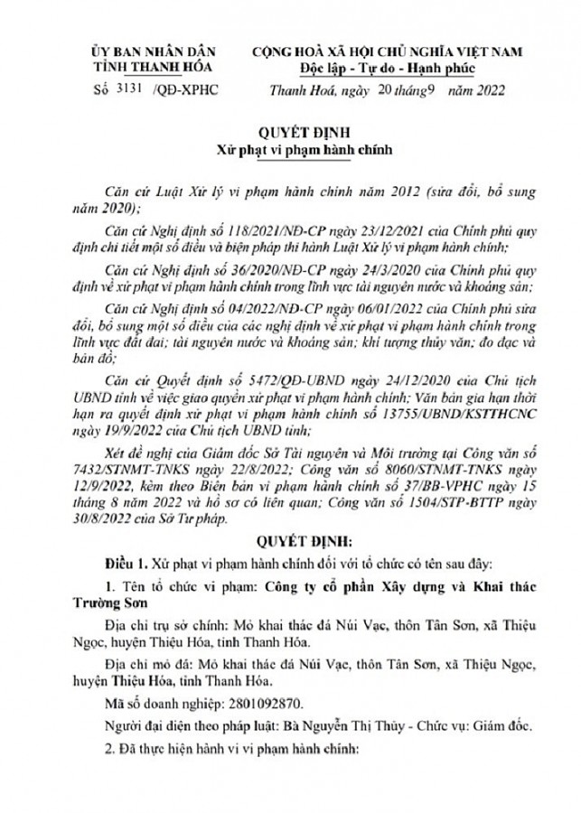 Nhiều doanh nghiệp khai thác khoáng sản trái quy định bị xử phạt Nhiều doanh nghiệp khai thác khoáng sản trái quy định bị xử phạt