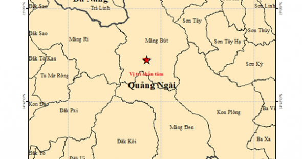 6 trận động đất xảy ra tại xã Măng Bút, tỉnh Quảng Ngãi, có trận 4 độ