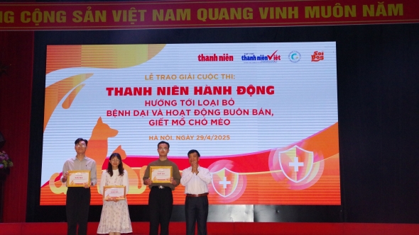 Trao giải cuộc thi "Thanh niên hành động - Hướng tới loại bỏ bệnh dại và hoạt động buôn bán, giết mổ chó mèo"