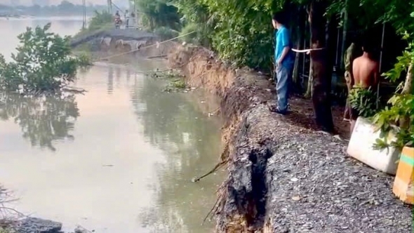 Khẩn trương xử lý sự cố sạt lở bờ bao sông Sài Gòn