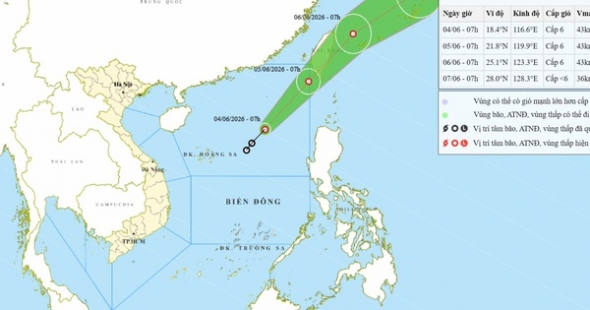 Áp thấp nhiệt đới đầu tiên xuất hiện trên Biển Đông trong năm 2026