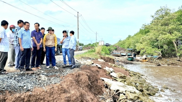 Bạc Liêu: Rà soát tình trạng sạt lở toàn tuyến đê biển Đông