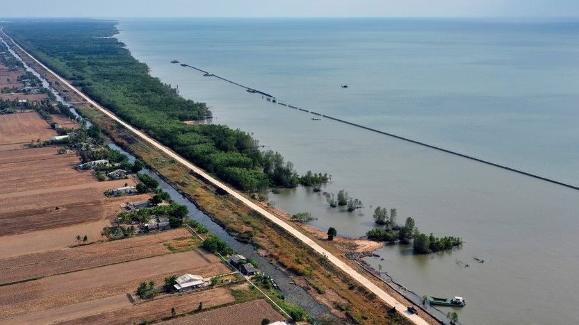 Liên minh châu Âu và Pháp hỗ trợ hơn 32 triệu Euro cho dự án chống sạt lở, hoàn thiện đê biển Tây của Cà Mau