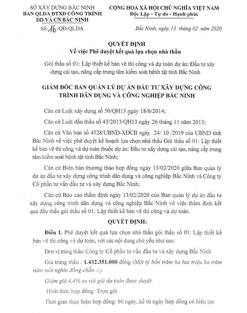 Vì sao những dấu hiệu sai phạm trong đấu thầu của Ban quản lý Dự án đầu tư xây dựng công trình dân dụng và công nghiệp Bắc Ninh chưa được làm rõ?